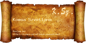 Komsa Szvetlana névjegykártya